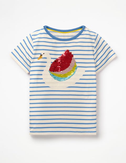 Colour-Change Sequin T-Shirt - Ivory/Lake Blue Swan Colour-Change Sequin T-Shirt - Ivory/Lake Blue Swan