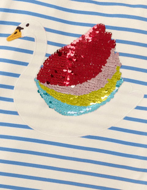 Colour-Change Sequin T-Shirt - Ivory/Lake Blue Swan Colour-Change Sequin T-Shirt - Ivory/Lake Blue Swan