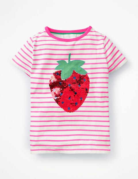 Colour-Change Sequin T-Shirt - Ivory/Festival Pink Strawberry Colour-Change Sequin T-Shirt - Ivory/Festival Pink Strawberry