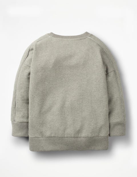 Embroidered Slouchy Sweatshirt - Grey Marl Flag Embroidered Slouchy Sweatshirt - Grey Marl Flag
