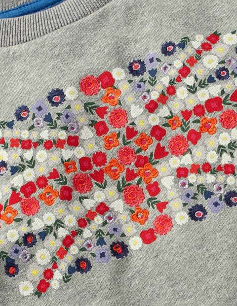 Embroidered Slouchy Sweatshirt - Grey Marl Flag Embroidered Slouchy Sweatshirt - Grey Marl Flag