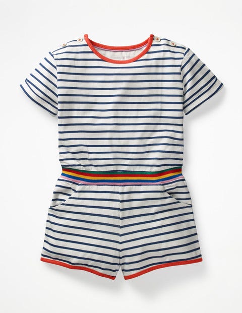 Colour Pop Jersey Playsuit - Ivory/College Blue Stripe Colour Pop Jersey Playsuit - Ivory/College Blue Stripe