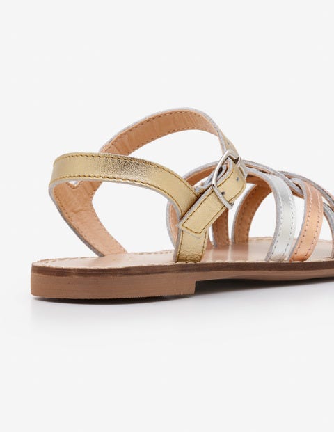 Leather Strappy Sandals - Gold Metallic Leather Strappy Sandals - Gold Metallic