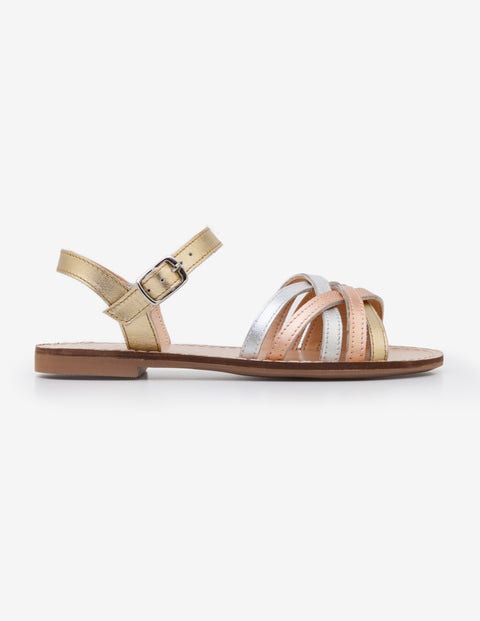 Leather Strappy Sandals - Gold Metallic Leather Strappy Sandals - Gold Metallic