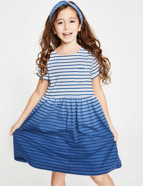 Fun Jersey Dress - Starboard Blue Ombré Stripe Fun Jersey Dress - Starboard Blue Ombré Stripe