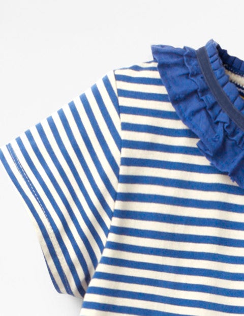 Ruffle Neck Jersey Dress - Duke Blue/Ivory Ruffle Neck Jersey Dress - Duke Blue/Ivory