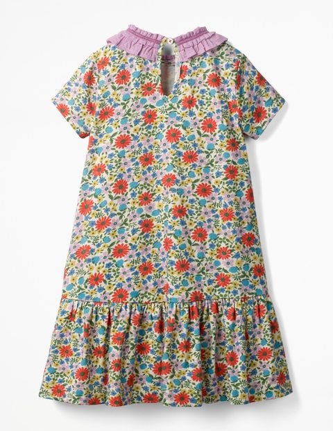 Ruffle Neck Jersey Dress - Multi Jolly Floral Ruffle Neck Jersey Dress - Multi Jolly Floral