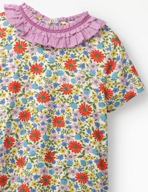 Ruffle Neck Jersey Dress - Multi Jolly Floral Ruffle Neck Jersey Dress - Multi Jolly Floral