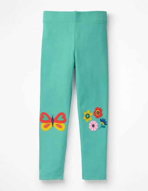 Legging À Appliqué - Fleurs vert brise marine Legging À Appliqué - Fleurs vert brise marine