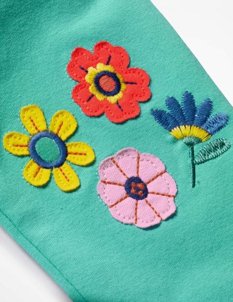 Legging À Appliqué - Fleurs vert brise marine Legging À Appliqué - Fleurs vert brise marine