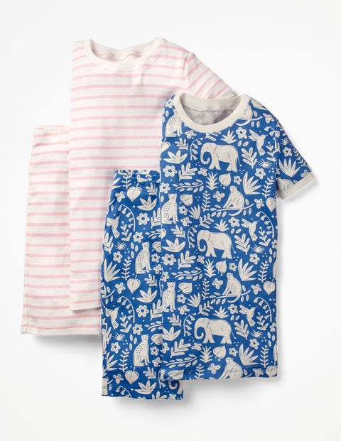 Twin Pack Short John Pajamas - Elizabethan Blue Indian Garden Twin Pack Short John Pajamas - Elizabethan Blue Indian Garden
