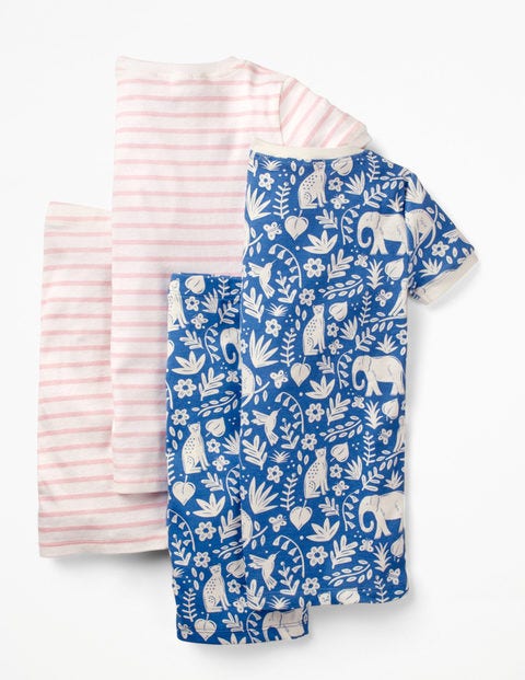 Twin Pack Short John Pajamas - Elizabethan Blue Indian Garden Twin Pack Short John Pajamas - Elizabethan Blue Indian Garden