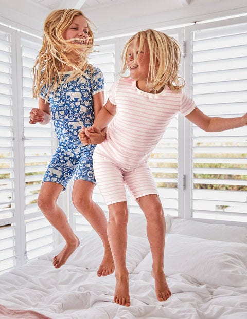 Twin Pack Short John Pajamas - Elizabethan Blue Indian Garden Twin Pack Short John Pajamas - Elizabethan Blue Indian Garden