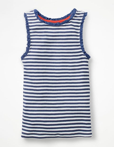 Lace Trim Ribbed Tank - White/Starboard Blue Stripe Lace Trim Ribbed Tank - White/Starboard Blue Stripe
