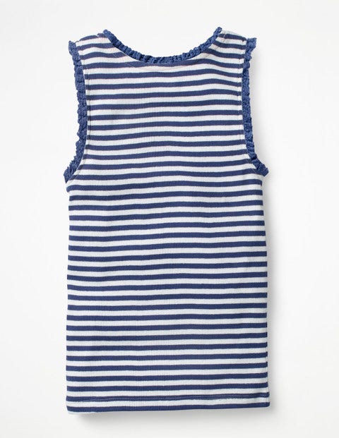 Lace Trim Ribbed Tank - White/Starboard Blue Stripe Lace Trim Ribbed Tank - White/Starboard Blue Stripe