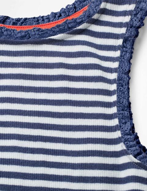 Lace Trim Ribbed Tank - White/Starboard Blue Stripe Lace Trim Ribbed Tank - White/Starboard Blue Stripe