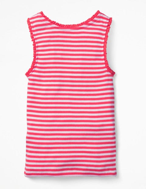 Lace Trim Ribbed Tank - White/Tropical Coral Stripe Lace Trim Ribbed Tank - White/Tropical Coral Stripe