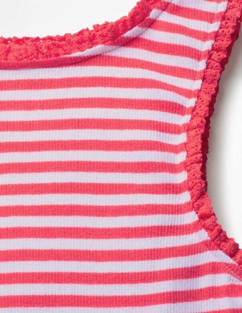 Lace Trim Ribbed Tank - White/Tropical Coral Stripe Lace Trim Ribbed Tank - White/Tropical Coral Stripe