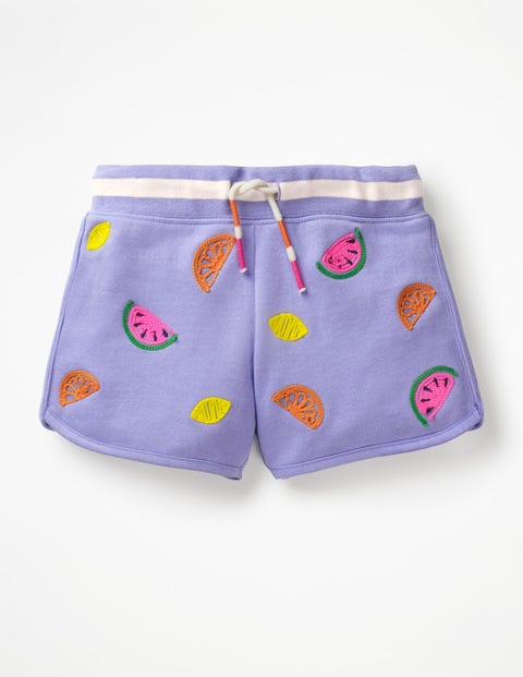 Embroidered Jersey Shorts - Parma Violet Fruits Embroidered Jersey Shorts - Parma Violet Fruits