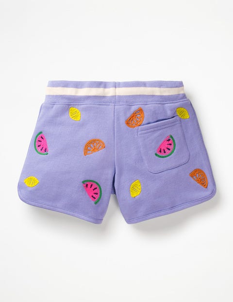 Embroidered Jersey Shorts - Parma Violet Fruits Embroidered Jersey Shorts - Parma Violet Fruits