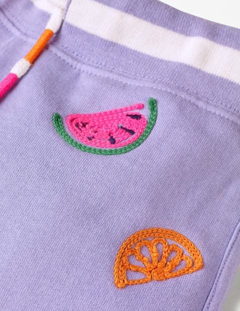 Embroidered Jersey Shorts - Parma Violet Fruits Embroidered Jersey Shorts - Parma Violet Fruits