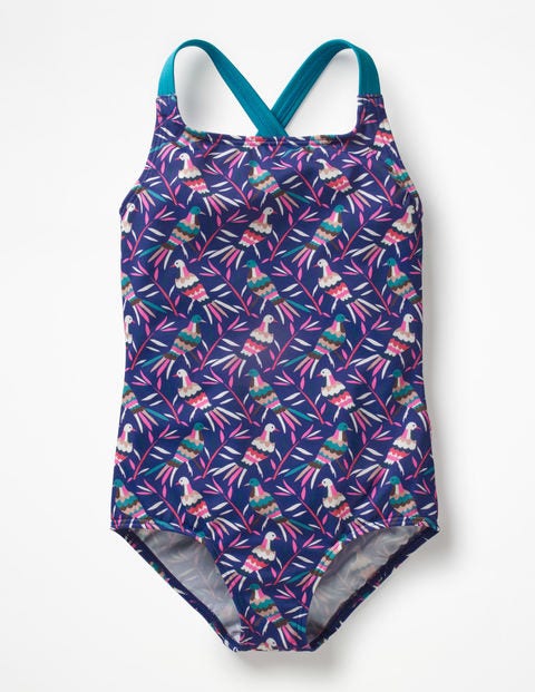 Cross-Back Swimsuit - Lapis Blue Bird Ottomi Cross-Back Swimsuit - Lapis Blue Bird Ottomi