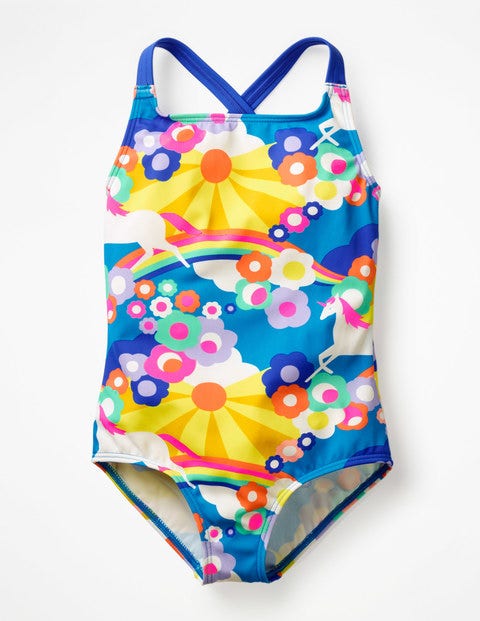 Cross-Back Swimsuit - Multi Unicorn Sky Cross-Back Swimsuit - Multi Unicorn Sky