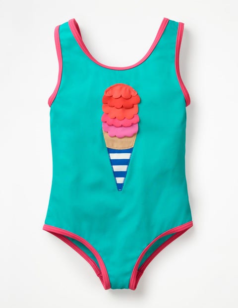 Appliqué Swimsuit - Jade Green/Ivory Ice Cream Appliqué Swimsuit - Jade Green/Ivory Ice Cream