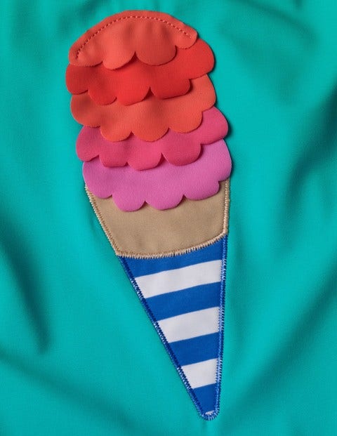 Appliqué Swimsuit - Jade Green/Ivory Ice Cream Appliqué Swimsuit - Jade Green/Ivory Ice Cream