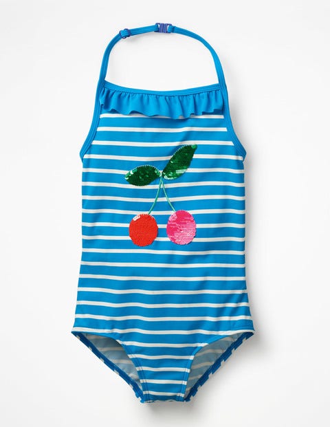 Colour-Change Sequin Swimsuit - Blue Burst/Ivory Cherries Colour-Change Sequin Swimsuit - Blue Burst/Ivory Cherries