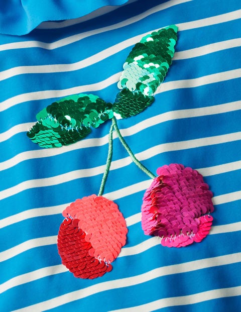 Colour-Change Sequin Swimsuit - Blue Burst/Ivory Cherries Colour-Change Sequin Swimsuit - Blue Burst/Ivory Cherries
