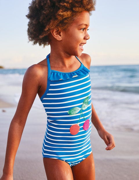 Colour-Change Sequin Swimsuit - Blue Burst/Ivory Cherries Colour-Change Sequin Swimsuit - Blue Burst/Ivory Cherries