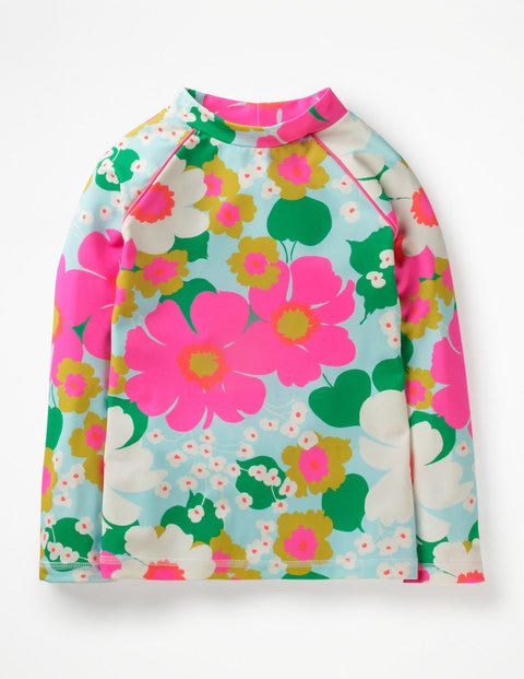 Long-Sleeved Rash Vest - Blue Quartz Tropical Floral Long-Sleeved Rash Vest - Blue Quartz Tropical Floral