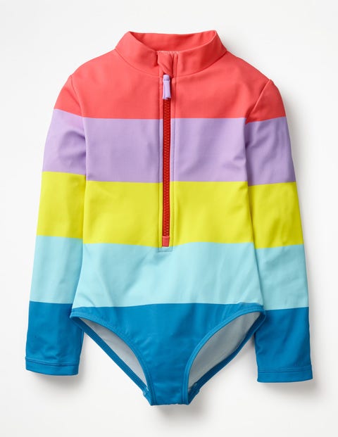 Stripy Long-Sleeved Swimsuit - Rainbow Stripe Stripy Long-Sleeved Swimsuit - Rainbow Stripe