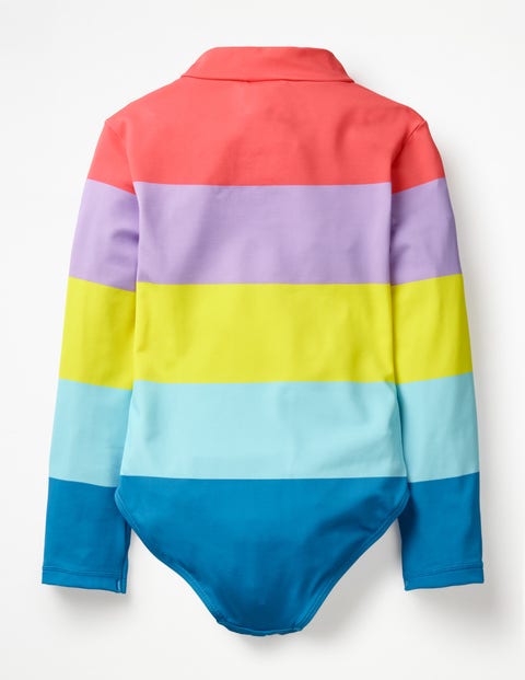 Stripy Long-Sleeved Swimsuit - Rainbow Stripe Stripy Long-Sleeved Swimsuit - Rainbow Stripe