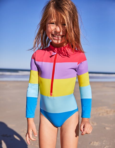 Stripy Long-Sleeved Swimsuit - Rainbow Stripe Stripy Long-Sleeved Swimsuit - Rainbow Stripe