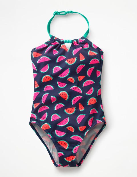 Halterneck Swimsuit - Deep Sea Blue Watermelons Halterneck Swimsuit - Deep Sea Blue Watermelons