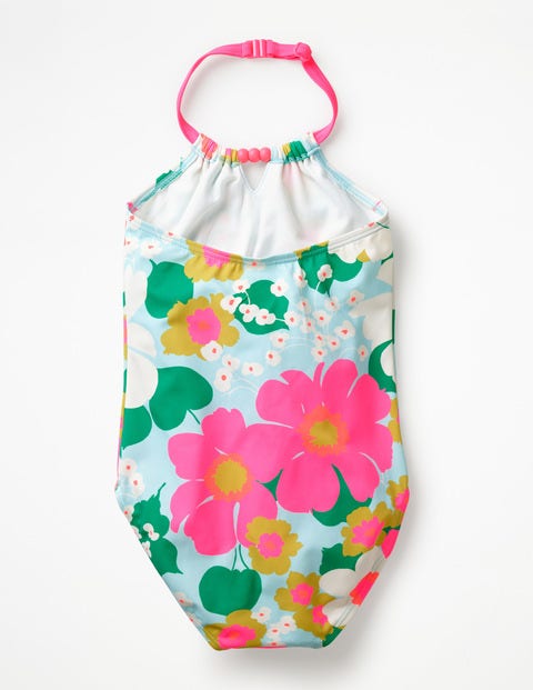 Halterneck Swimsuit - Blue Quartz Tropical Floral Halterneck Swimsuit - Blue Quartz Tropical Floral