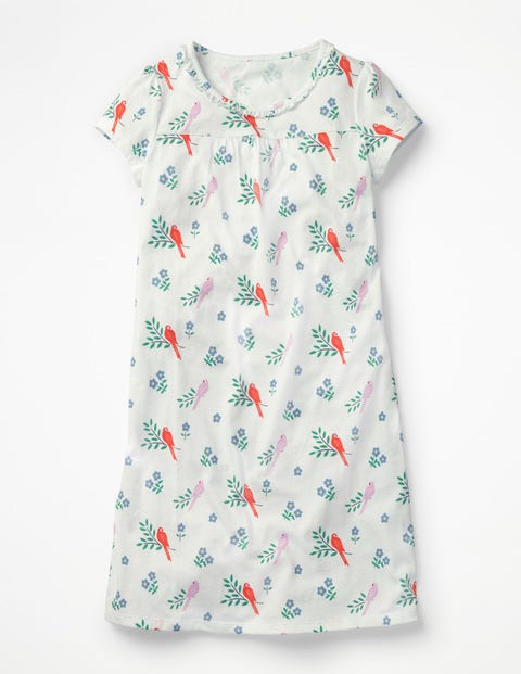 Printed Nightie - Ivory Beautiful Birds Printed Nightie - Ivory Beautiful Birds