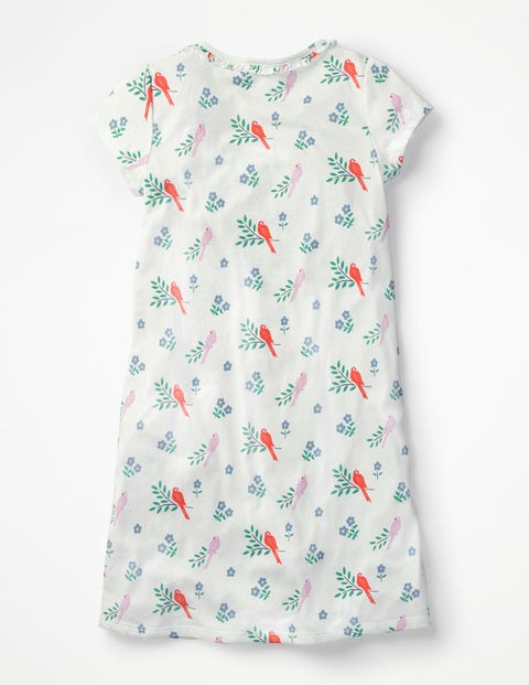 Printed Nightie - Ivory Beautiful Birds Printed Nightie - Ivory Beautiful Birds