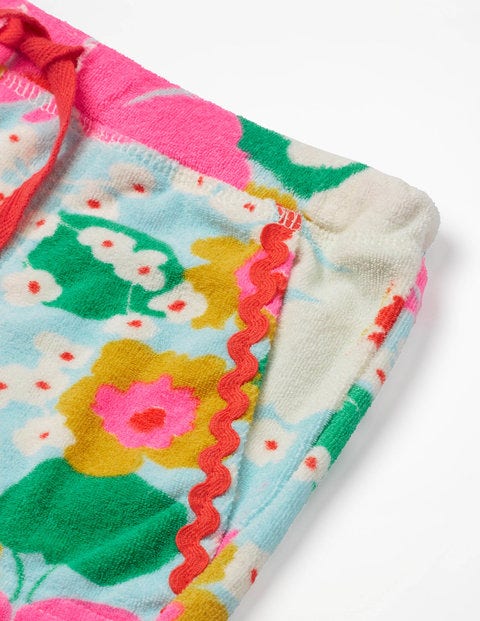 Towelling Shorts - Blue/Pink Tropical Floral Towelling Shorts - Blue/Pink Tropical Floral