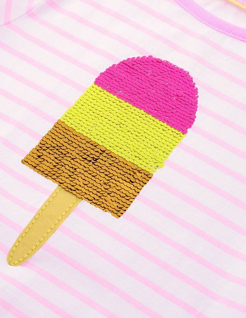 Colour-Change Sequin T-Shirt - Parasol Pink/White Ice Lolly Colour-Change Sequin T-Shirt - Parasol Pink/White Ice Lolly