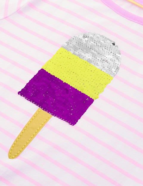 Colour-Change Sequin T-Shirt - Parasol Pink/White Ice Lolly Colour-Change Sequin T-Shirt - Parasol Pink/White Ice Lolly