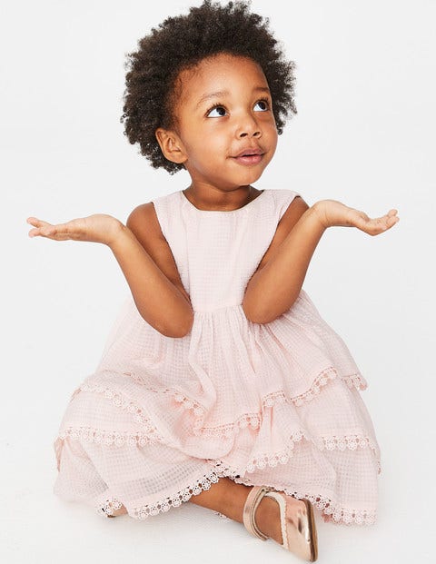 Tiered Lace Trim Dress - Pink Icing Tiered Lace Trim Dress - Pink Icing