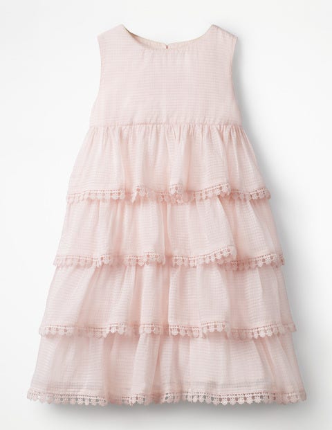 Tiered Lace Trim Dress - Pink Icing Tiered Lace Trim Dress - Pink Icing