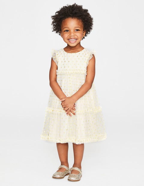 Sparkly Spot Tulle Dress - Ivory Gold Lurex Spots Sparkly Spot Tulle Dress - Ivory Gold Lurex Spots