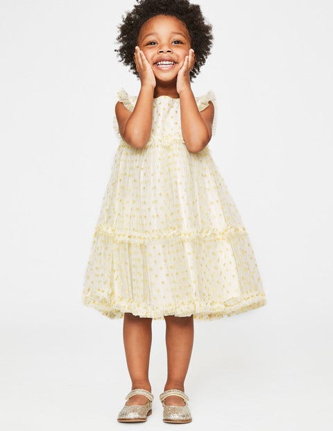 Sparkly Spot Tulle Dress - Ivory Gold Lurex Spots Sparkly Spot Tulle Dress - Ivory Gold Lurex Spots