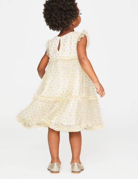 Sparkly Spot Tulle Dress - Ivory Gold Lurex Spots Sparkly Spot Tulle Dress - Ivory Gold Lurex Spots