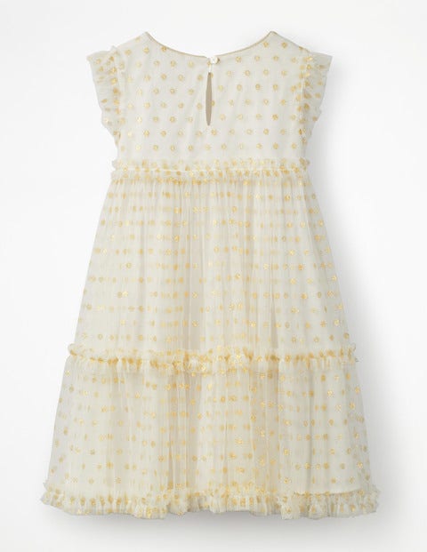 Sparkly Spot Tulle Dress - Ivory Gold Lurex Spots Sparkly Spot Tulle Dress - Ivory Gold Lurex Spots
