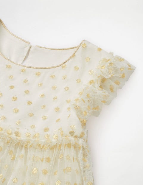 Sparkly Spot Tulle Dress - Ivory Gold Lurex Spots Sparkly Spot Tulle Dress - Ivory Gold Lurex Spots
